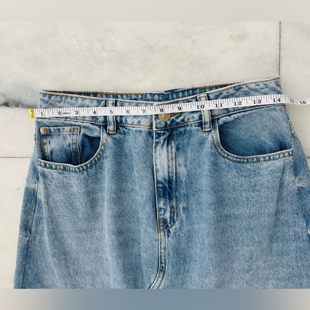 VTG Rifle Denim Maxi Skirt Light Wash Front Slit Womens 10 Boho Hippie Grunge - Picture 6 of 9